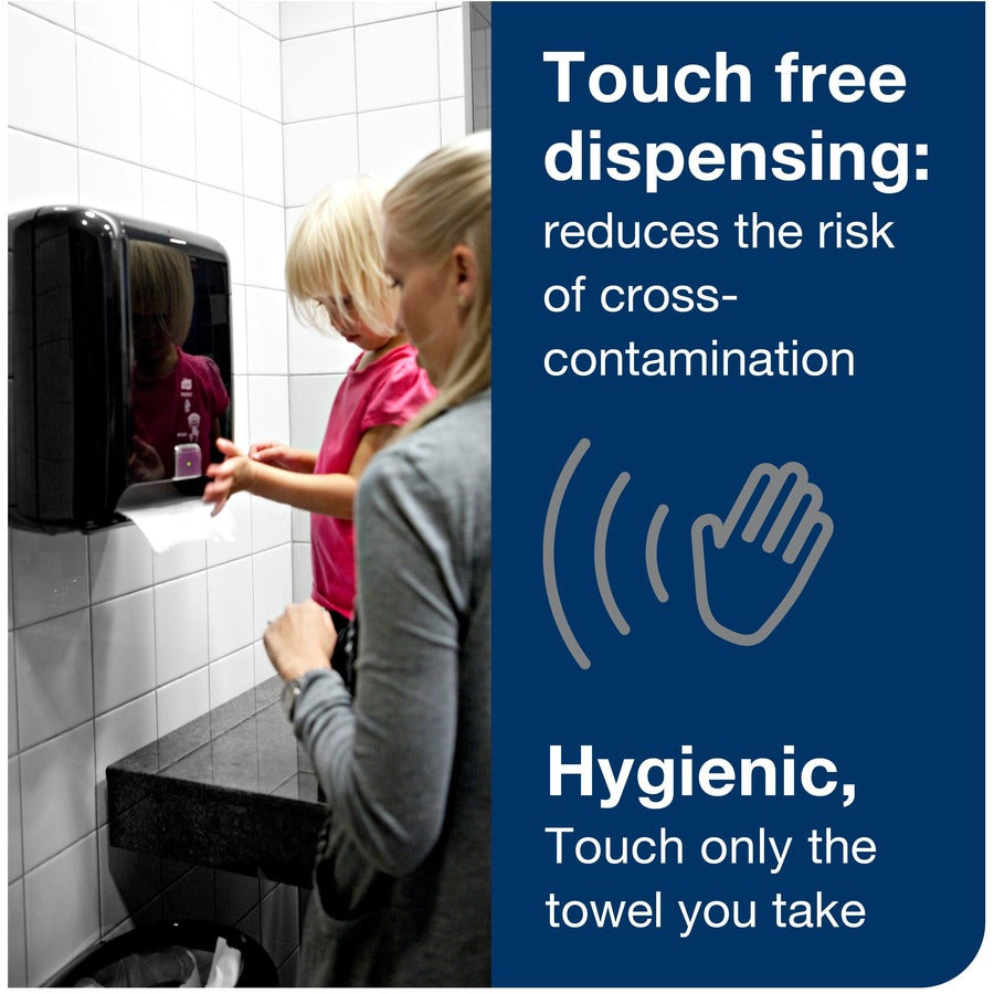 Touchless, Roll Dispenser - 14.5" Height x 13" Width x 8" Depth - Plastic - Black - Hygienic, Adjustable, Refill Indicator - 1 Carton