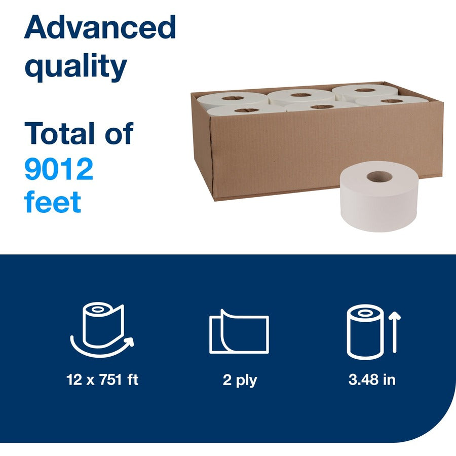 2 Ply8.38" Length - 1075 Sheets/Roll - 7.40" Roll Diameter - 2 19/64" Core - White - 12 / Roll