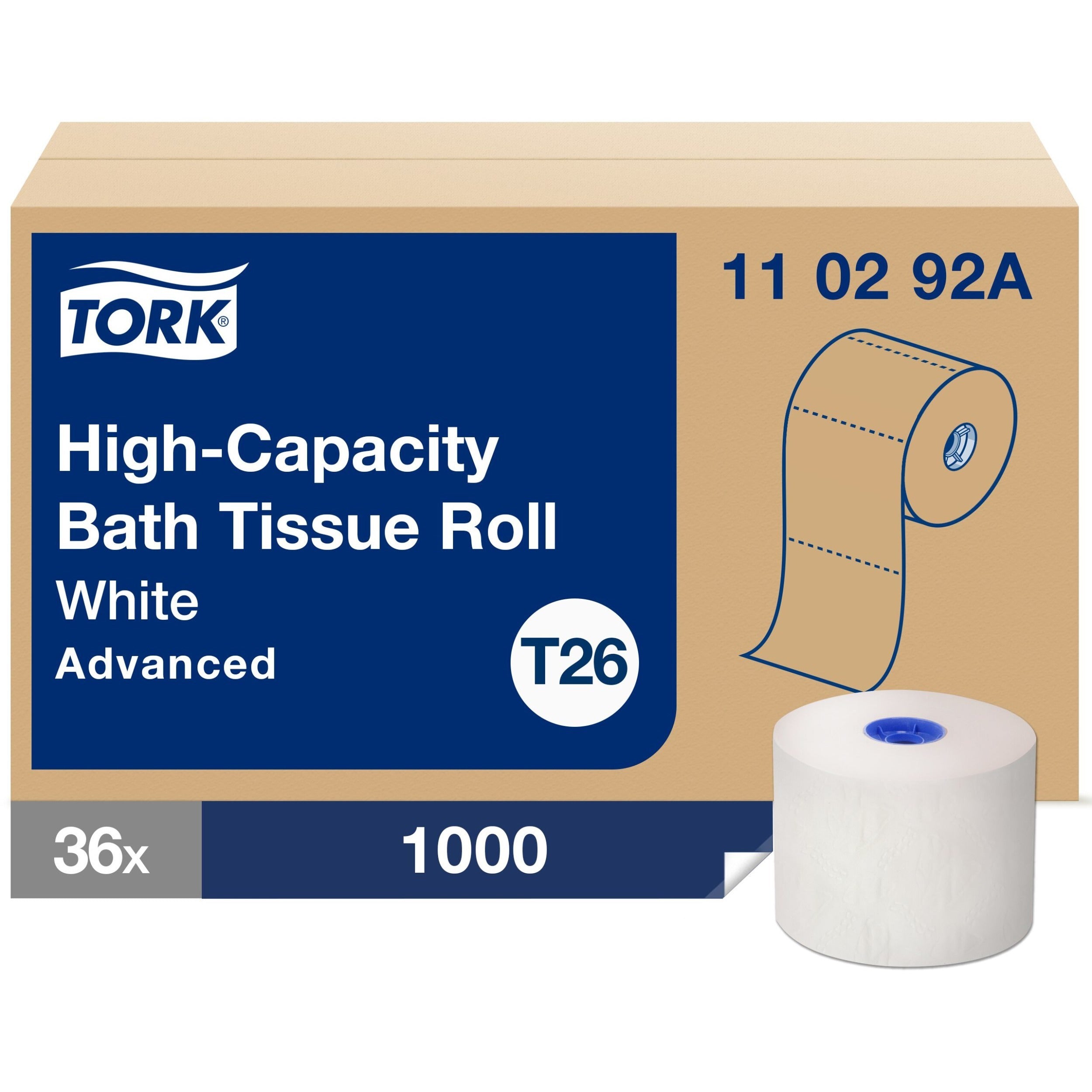 2 Ply3.75" Length - 1000 Sheets - 5.40" Roll Diameter - 1 21/32" Core - White - Fiber - 36 / Carton