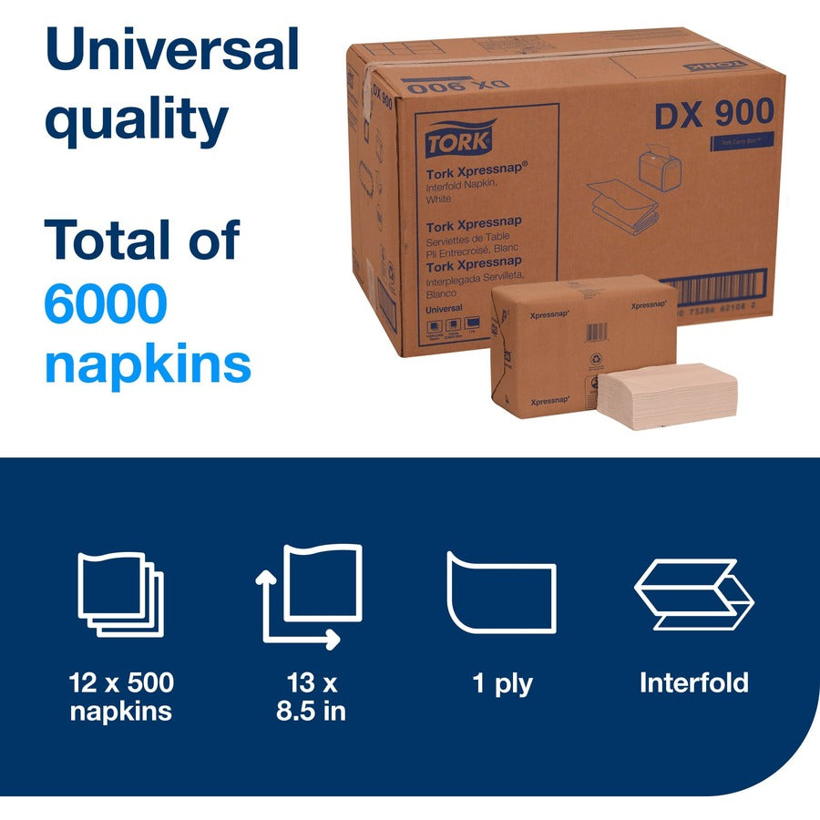 1 Ply - Interfolded - 13" Width x 8.50" Length - White - Fiber - 500/Pack - 12 / Carton