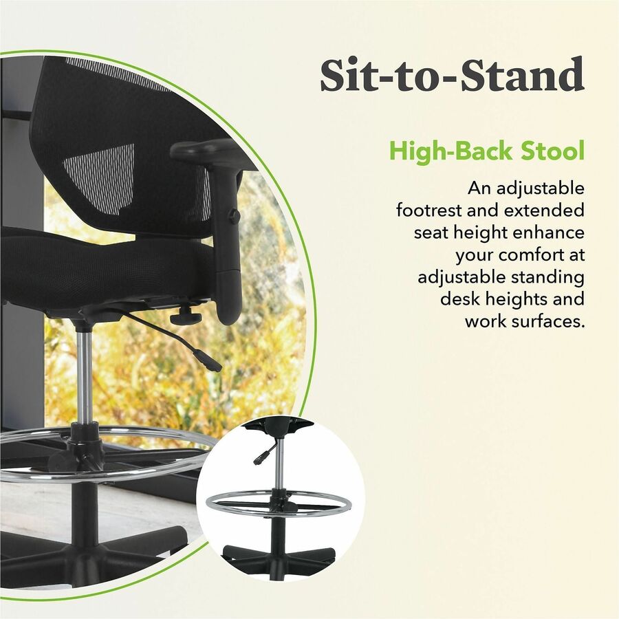 HON Prominent Task Chair - Black Seat Color - Fabric Seat Material - Black Back Color - Mesh Back Material - Black Frame Color - High Back - Armrest - 1 Each