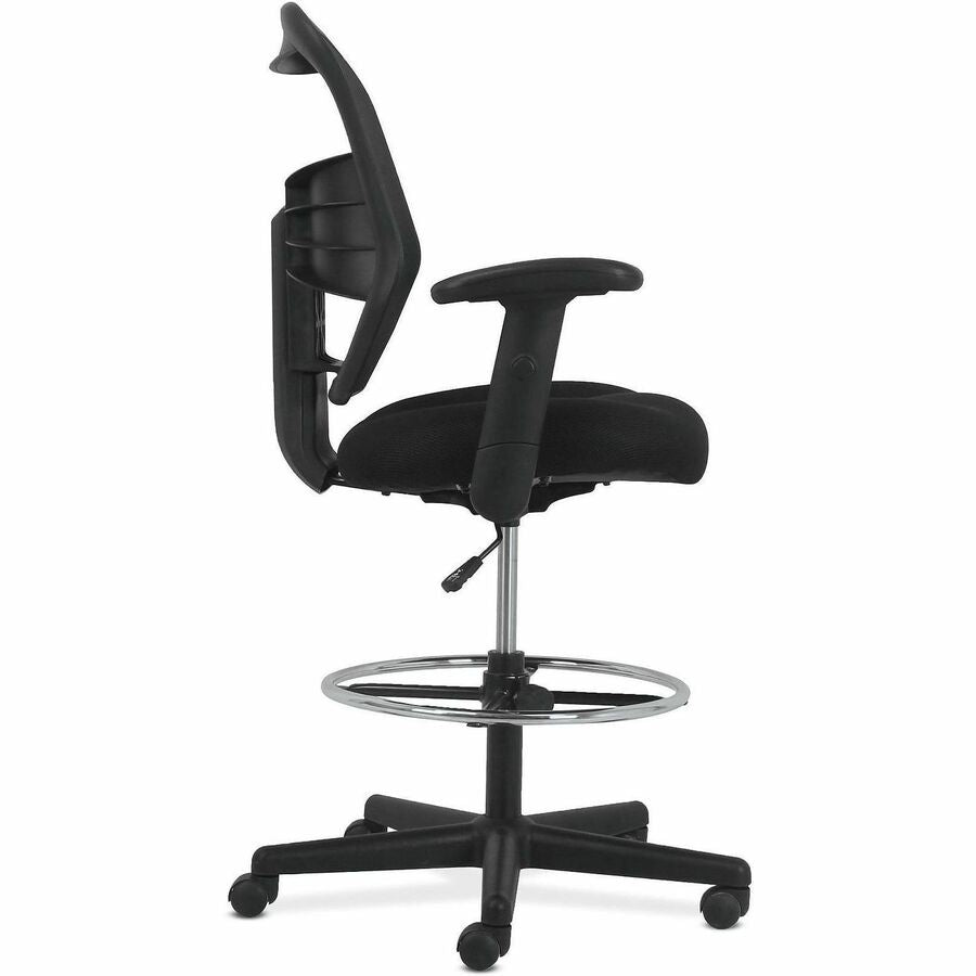 HON Prominent Task Chair - Black Seat Color - Fabric Seat Material - Black Back Color - Mesh Back Material - Black Frame Color - High Back - Armrest - 1 Each