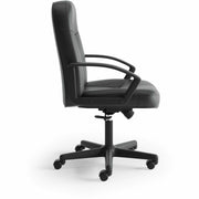 HON High-Back Executive Chair - Black Seat Color - Leather Seat Material - Black Back Color - Leather Back Material - Black Frame Color - High Back - 5-star Base - Armrest - 1 Each