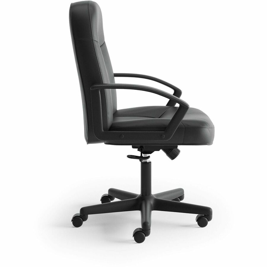 HON High-Back Executive Chair - Black Seat Color - Leather Seat Material - Black Back Color - Leather Back Material - Black Frame Color - High Back - 5-star Base - Armrest - 1 Each