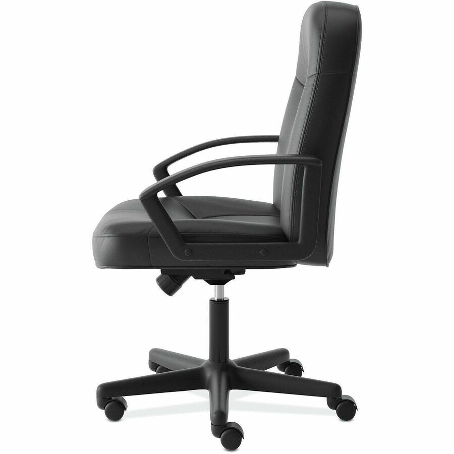 HON High-Back Executive Chair - Black Seat Color - Leather Seat Material - Black Back Color - Leather Back Material - Black Frame Color - High Back - 5-star Base - Armrest - 1 Each