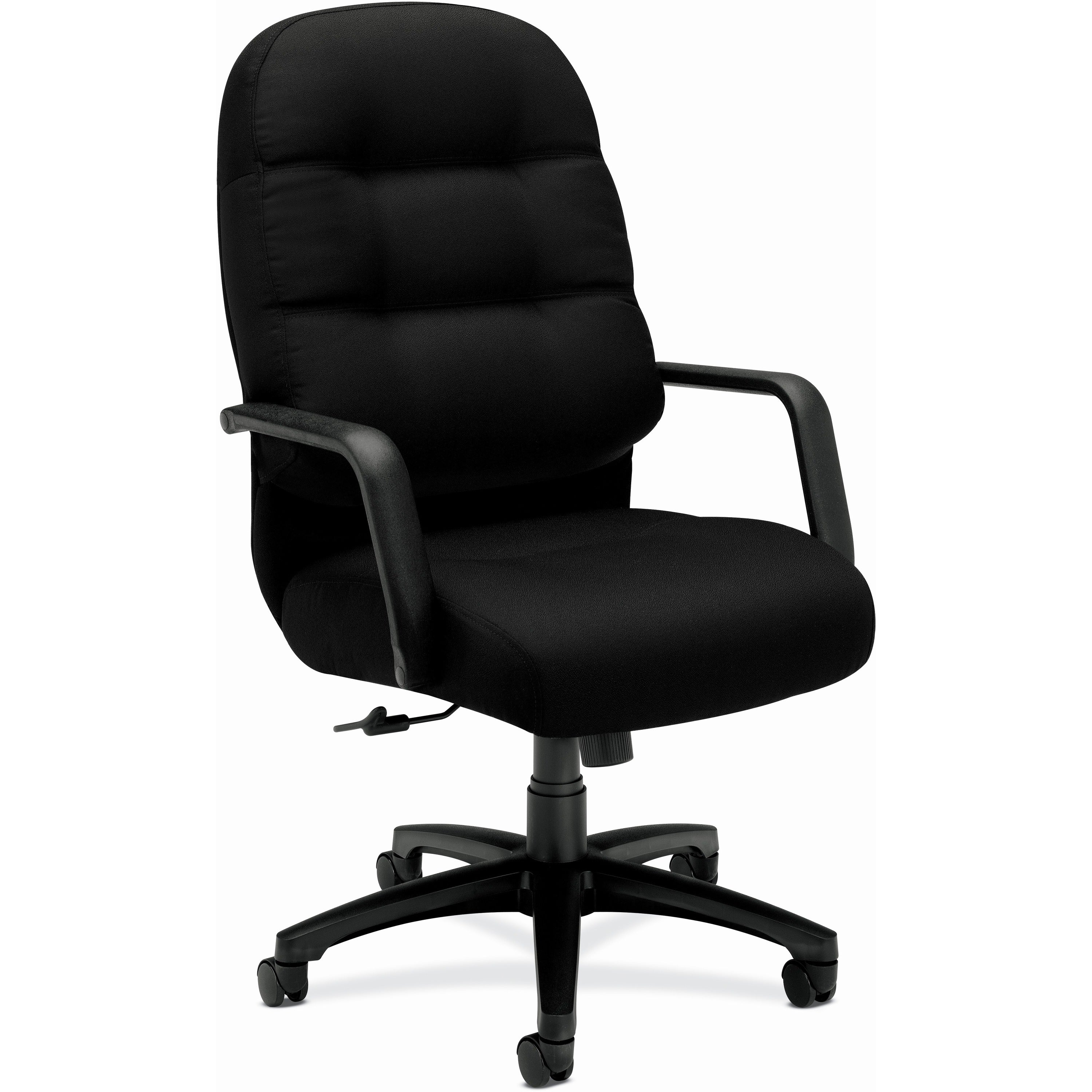 HON Pillow-Soft Executive High-Back Chair - Black Seat Color - Memory Foam, Polyester Seat Material - Black Back Color - Foam, Polyester Back Material - Black Frame Color - High Back - 5-star Base - Armrest - 1 Each