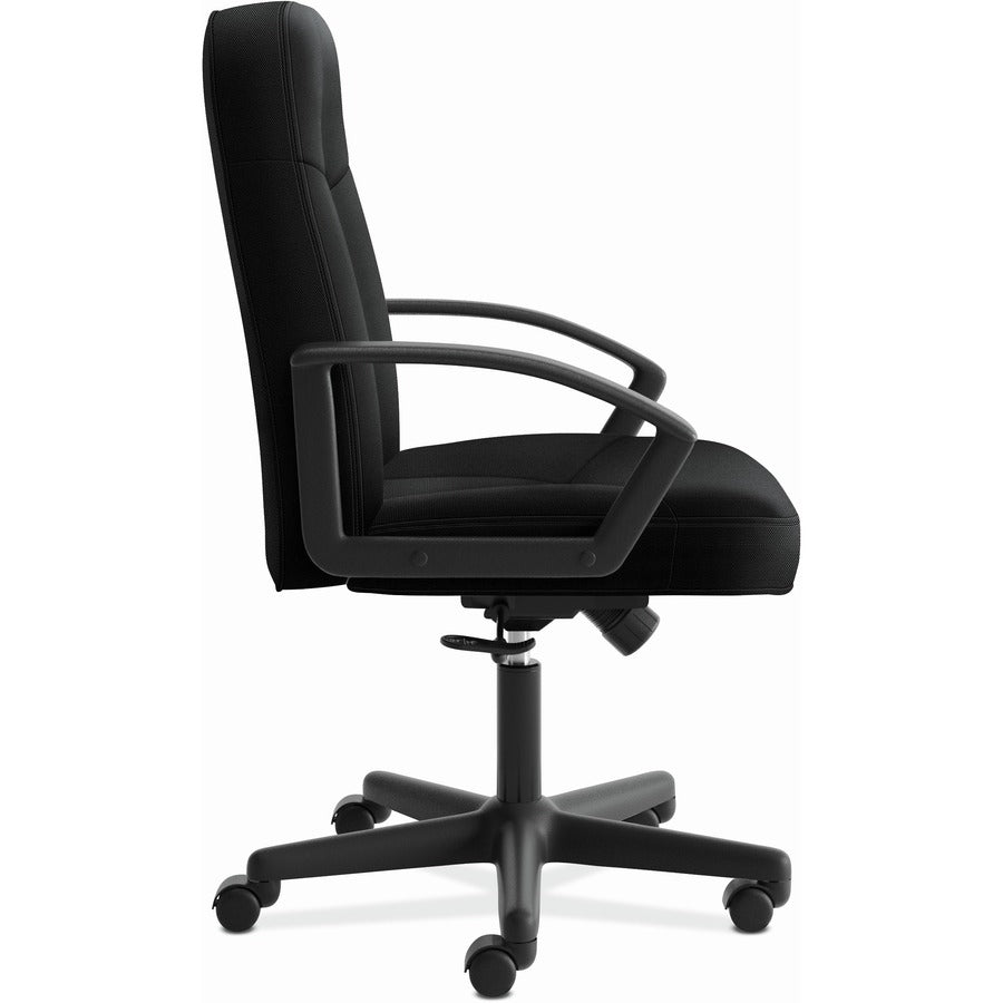 HON High-Back Executive Chair - Polyester Seat Material - Black Back Color - Polyester Back Material - Black Frame Color - High Back - 5-star Base - Armrest - 1 Each
