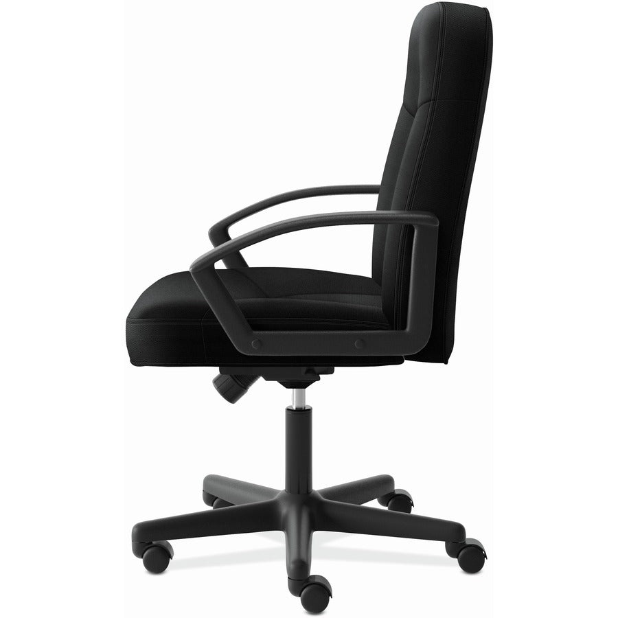 HON High-Back Executive Chair - Polyester Seat Material - Black Back Color - Polyester Back Material - Black Frame Color - High Back - 5-star Base - Armrest - 1 Each