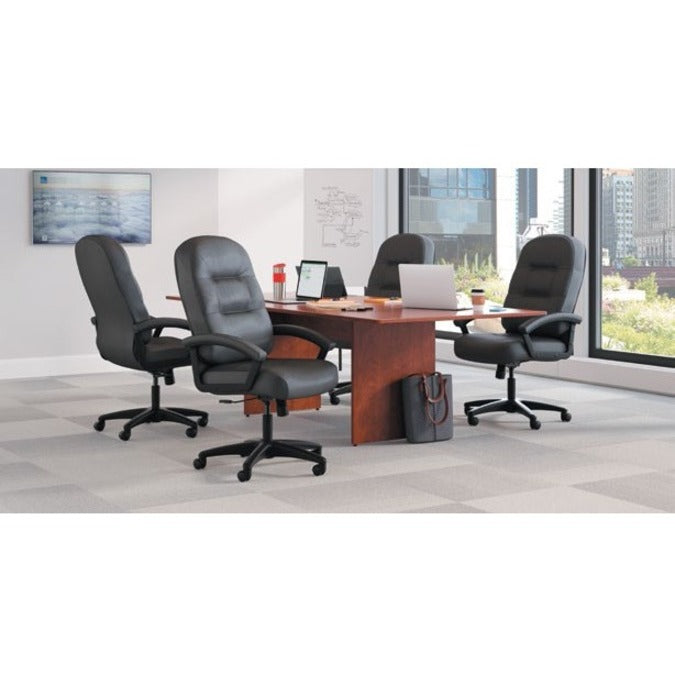 HON Pillow-Soft Executive High-Back Chair - Black Seat Color - Plush Seat Material - Black Back Color - Plush Back Material - Black Frame Color - High Back - 5-star Base - Armrest - 1 Each