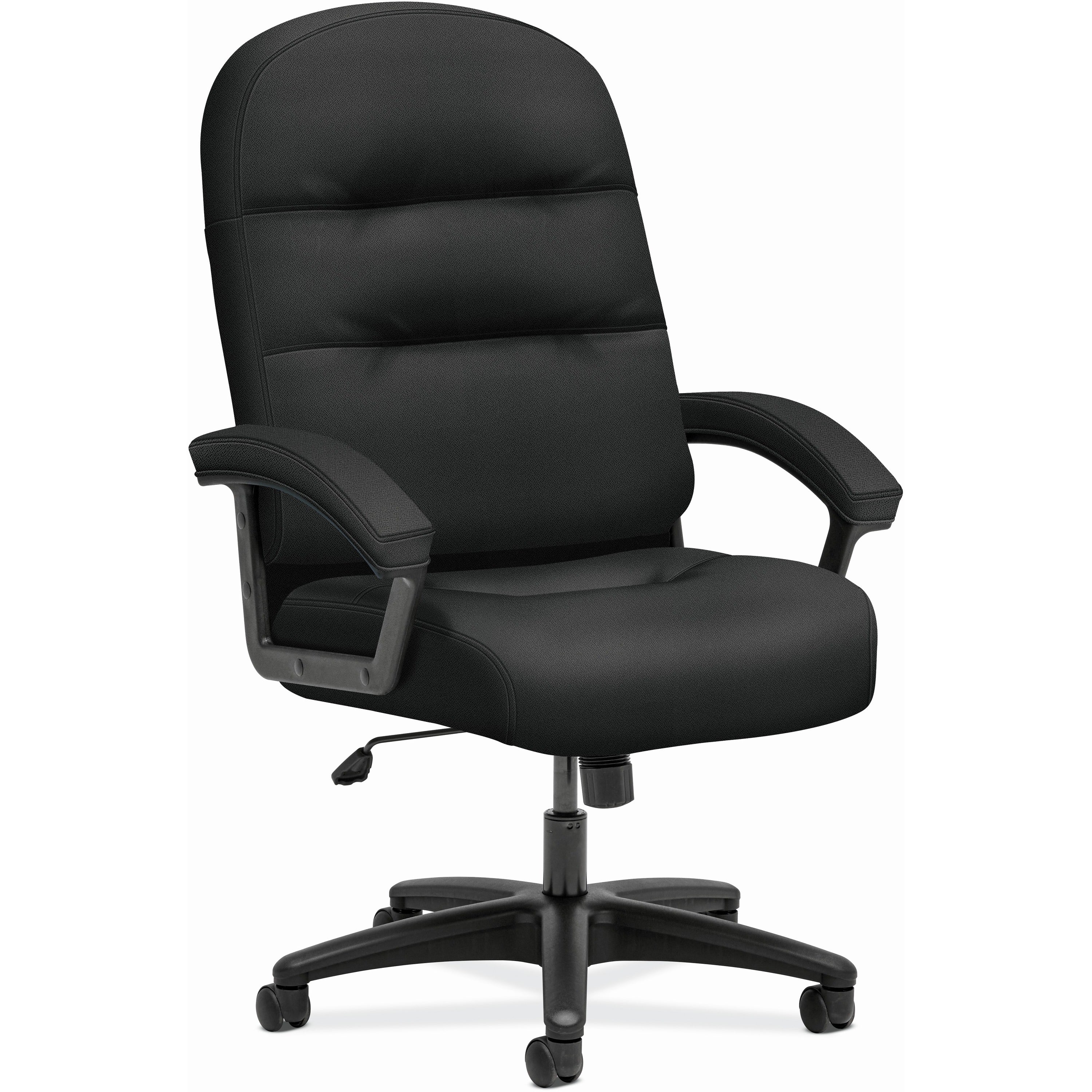 HON Pillow-Soft Executive High-Back Chair - Black Seat Color - Plush Seat Material - Black Back Color - Plush Back Material - Black Frame Color - High Back - 5-star Base - Armrest - 1 Each