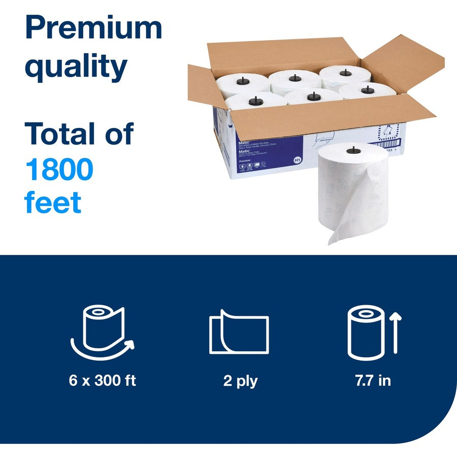 2 Ply - 7.25" Roll Diameter - 1 33/64" Core - White - Virgin Pulp, Fiber - 6 / Carton
