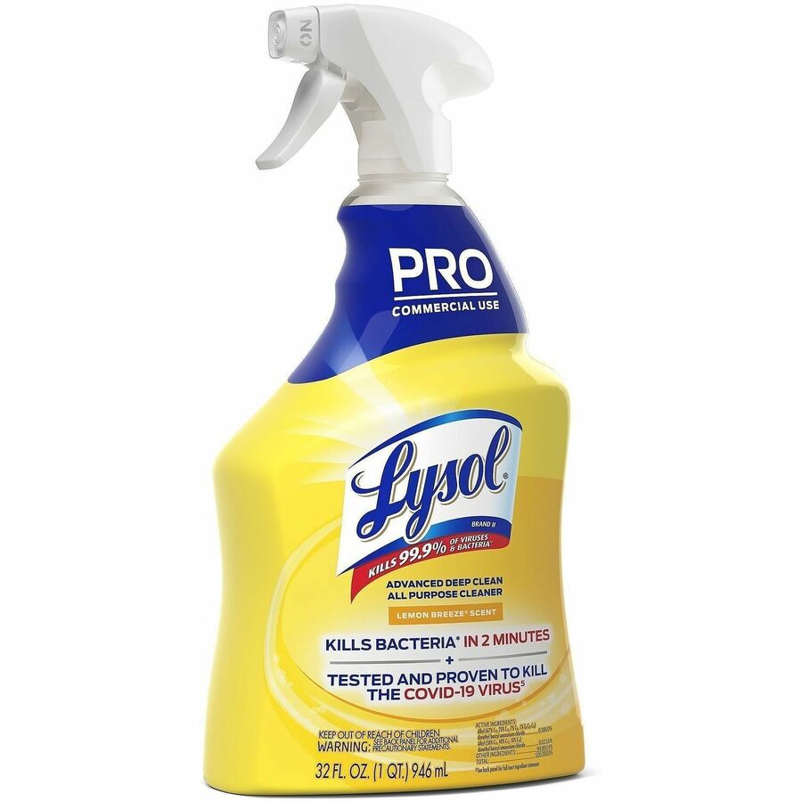 32 fl oz (1 quart) - 32 oz (2 lb) - Lemon Breeze Scent - Disinfectant - Clear Spray Bottle - 1 Each
