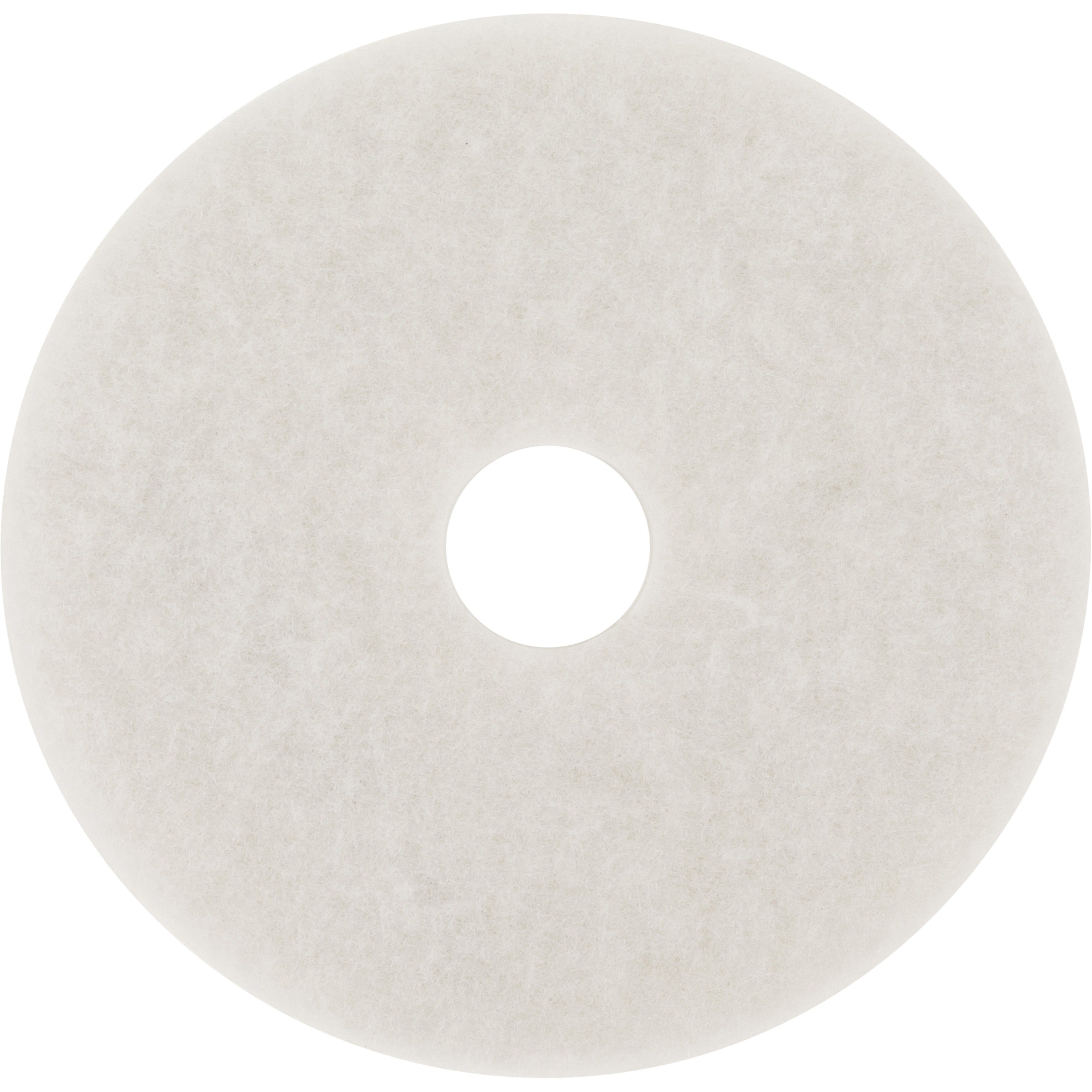3M White Super Polish Pads, Round, 27" Diameter x 1" Thickness, Polyester Fiber, White, 1 Carton