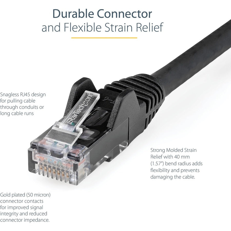 StarTech.com 15ft LSZH CAT6 Ethernet Cable - Black Snagless Patch Cord