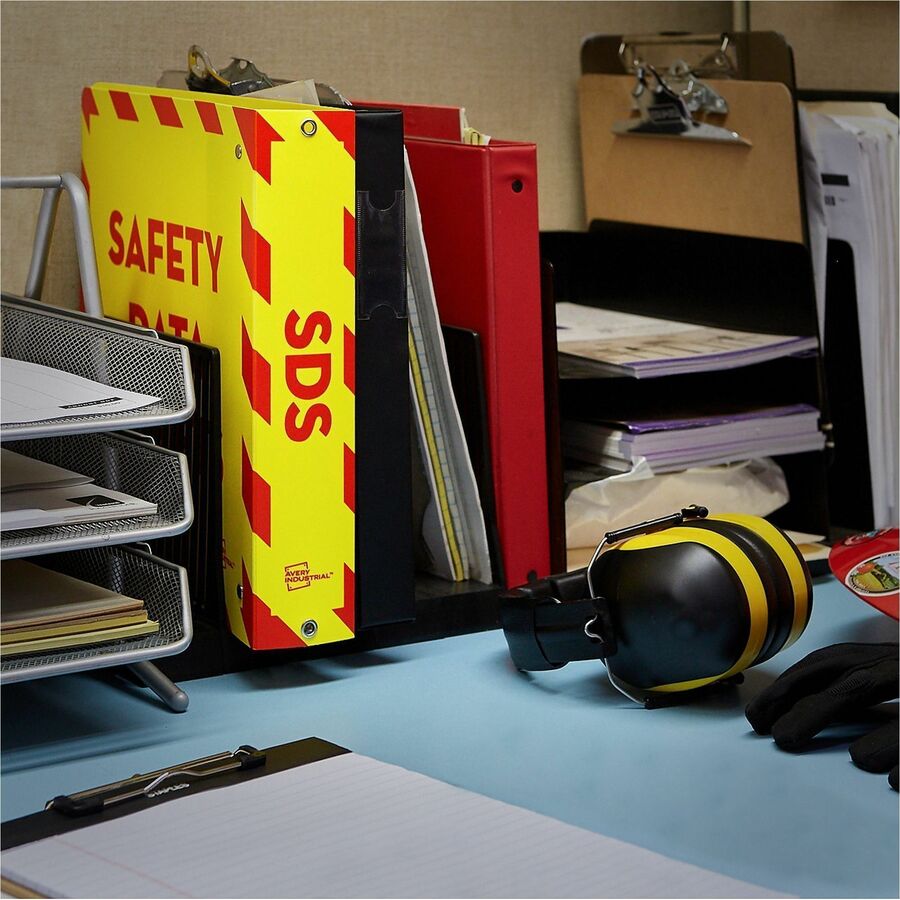 Avery UltraDuty Ring Binder, Letter Size, 8.5" x 11", 530 Sheet Capacity, 3 Slant Rings, 3-1/10" Spine, Polypropylene, Yellow/Red, 1 Each