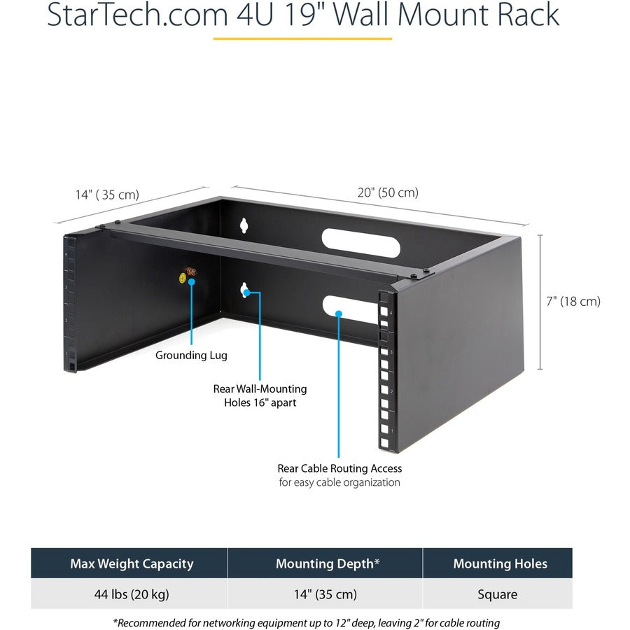 StarTech.com Wall Mount for Rack, Patch Panel, Switch, Network Equipment - Black