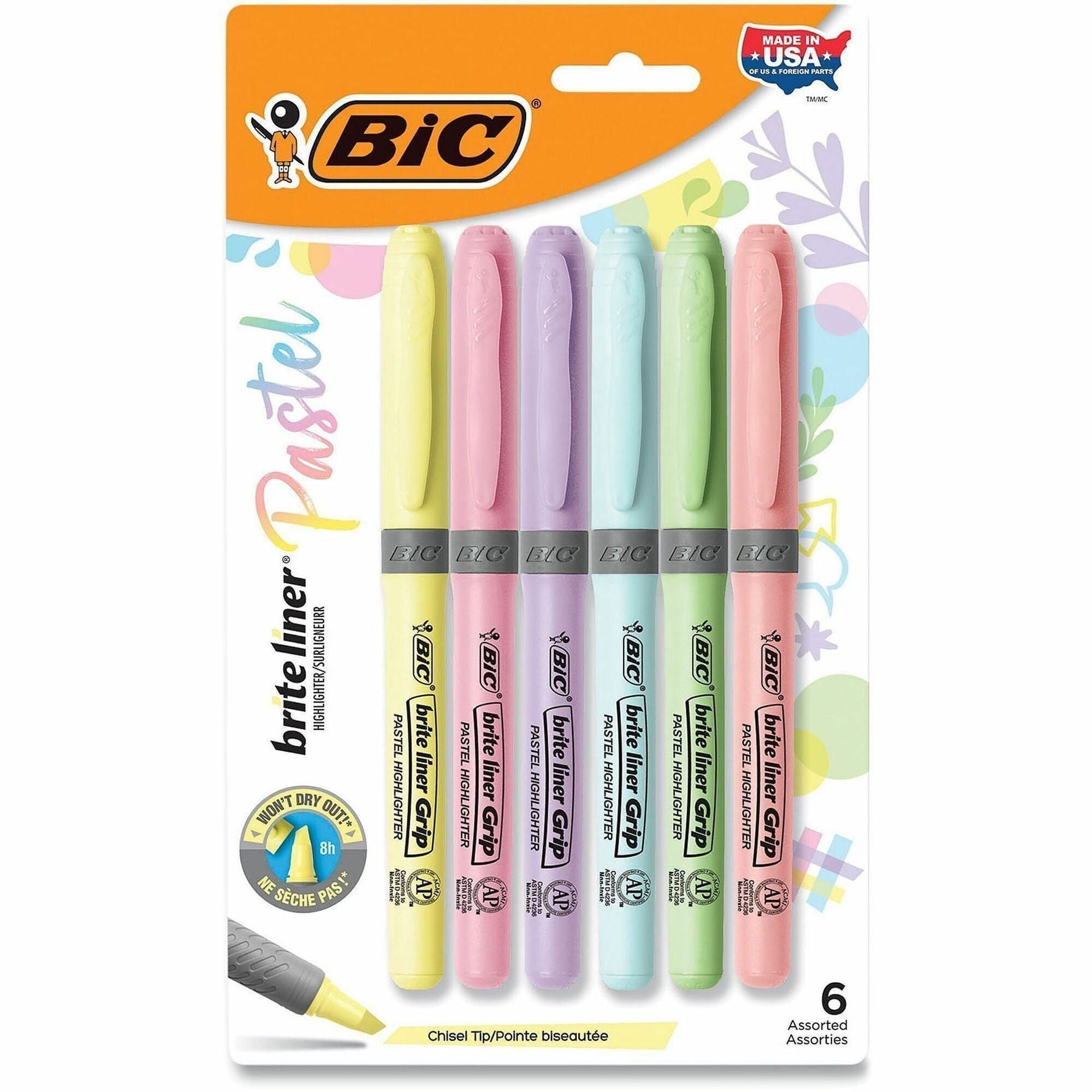 1.6 mm Chisel Marker Point - Assorted Ink - 6 Pack