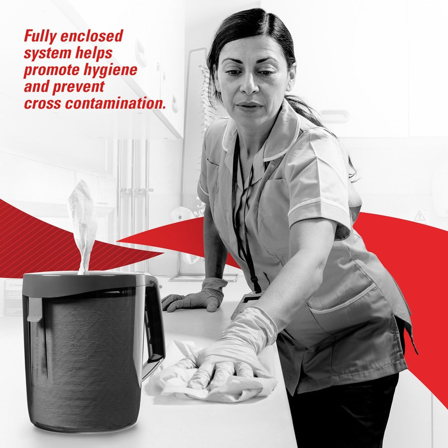 Roll, Center Pull - Plastic - Black - Hygienic, Portable, Wall Mountable, Handle - 1 Each