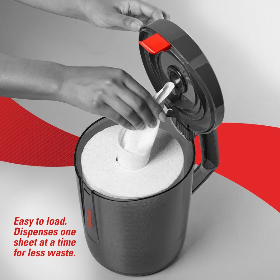 Roll, Center Pull - Plastic - Black - Hygienic, Portable, Wall Mountable, Handle - 1 Each