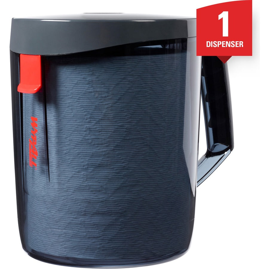 Roll, Center Pull - Plastic - Black - Hygienic, Portable, Wall Mountable, Handle - 1 Each
