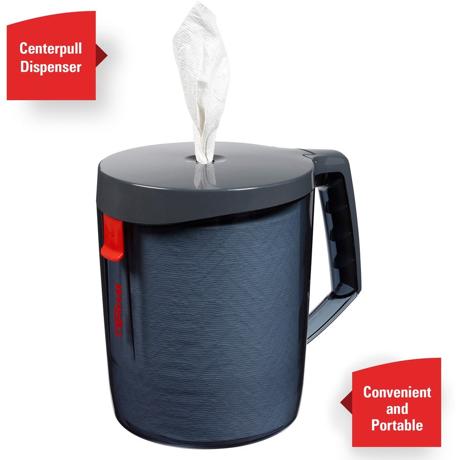 Roll, Center Pull - Plastic - Black - Hygienic, Portable, Wall Mountable, Handle - 1 Each