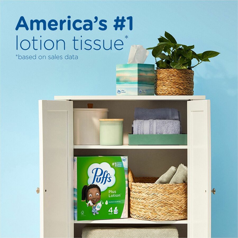Puffs Plus Lotion Facial Tissue - 2 Ply - 8.40" Length - WhiteBox - 124/Box - 3 / Pack