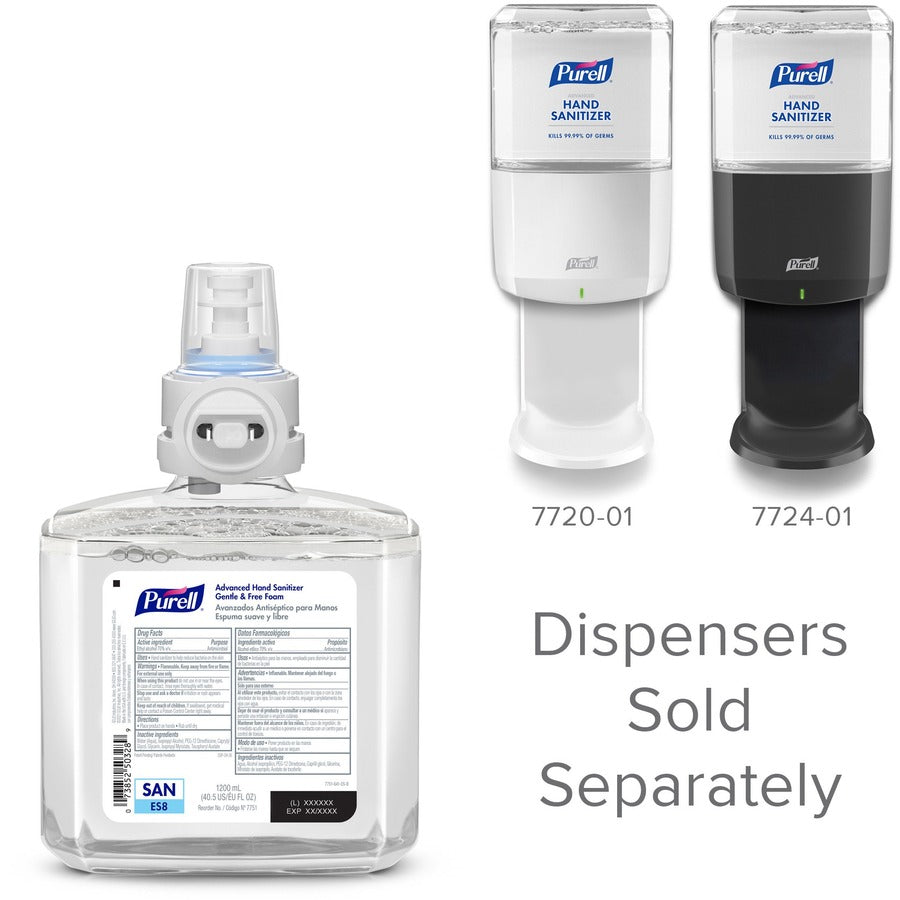 PURELL&reg; Advanced Hand Sanitizer Foam Refill - Clean Scent - 1.27 quart - Kill Germs - Hand, Healthcare, Skin - Fragrance-free, Dye-free, Hygienic, Refillable - 2 / Carton