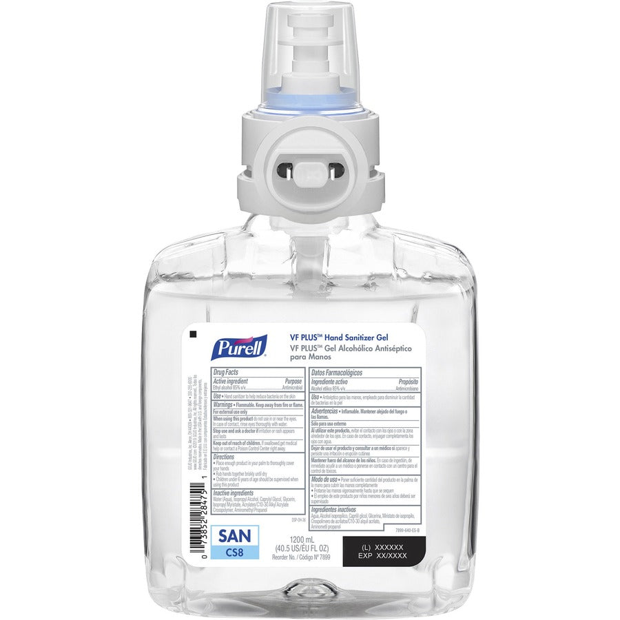 PURELL&reg; VF PLUS Hand Sanitizer Gel Refill - 1.27 quart - Kill Germs, Bacteria Remover - Hand, Restaurant, Cruise Ship - Quick Drying, Fragrance-free, Dye-free, Hygienic - 1 Carton