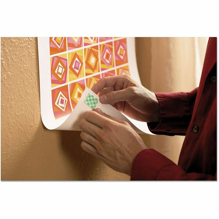 1" Length x 1" Width - White - Foam Backing - Acrylic Adhesive - For Painted Surface, Chart, Indoor, Wall, Wood, Metal, Acrylic, Tile, Glass - 16 / Pack
