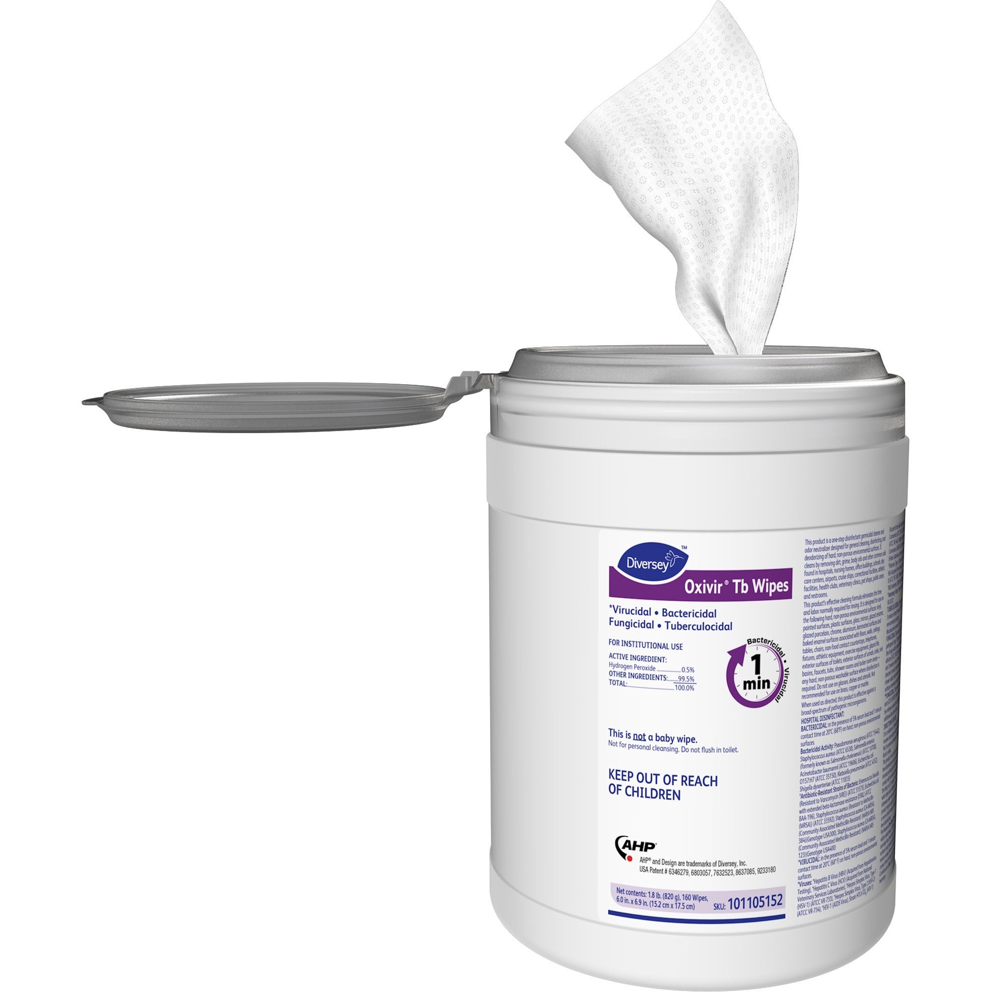Ready-To-Use - 28.80 oz (1.80 lb) - Virucidal, Bactericide, Tuberculocide, Fungicide, VOC-free, Fragrance-free, NPE-free, Color-free, Disinfectant, Non-irritating - 160/Tub - 4 / Carton