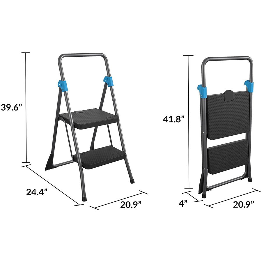 2 Step - 300 lb Load Capacity - 22.5" Width x 24.8" Depth x 39.5" Height - Gray