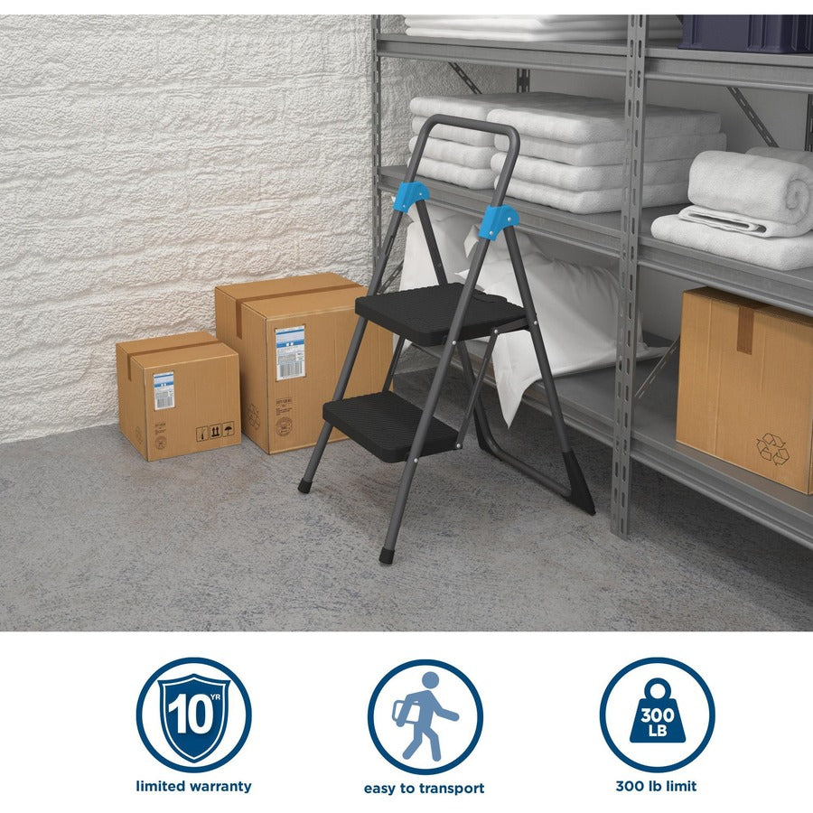 2 Step - 300 lb Load Capacity - 22.5" Width x 24.8" Depth x 39.5" Height - Gray