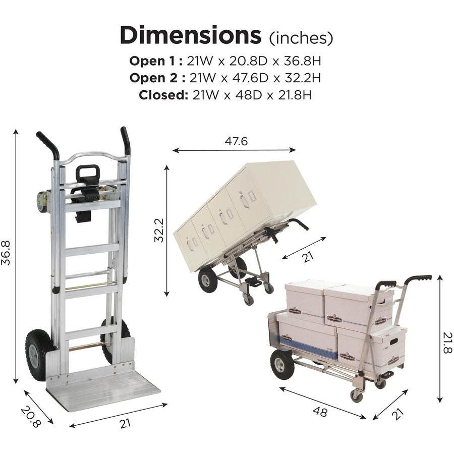 1000 lb Load Capacity - 4 Casters - Aluminum - 19" Width x 21" Depth x 47.50" Height - Silver Gray - 1 Each