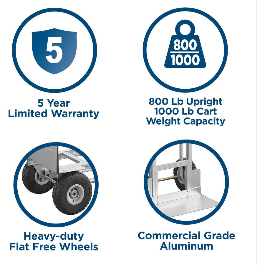 1000 lb Load Capacity - 4 Casters - Aluminum - 19" Width x 21" Depth x 47.50" Height - Silver Gray - 1 Each