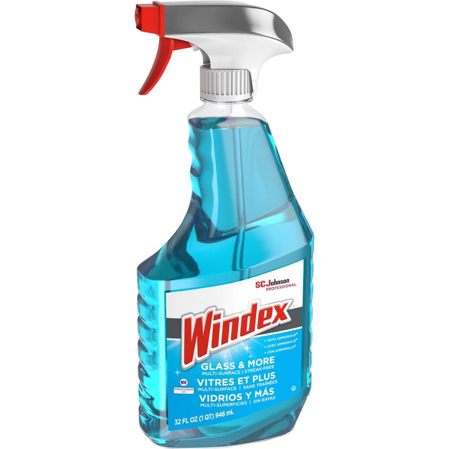 Windex&reg; Glass & More Streak-Free Cleaner - 32 fl oz (1 quart) - Streak-free, Phosphorous-free - Blue - 8 / Carton