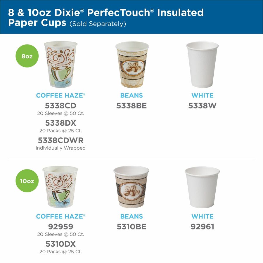 Dixie PerfecTouch 10 oz Hot Coffee Cup and Lid Sets by GP Pro