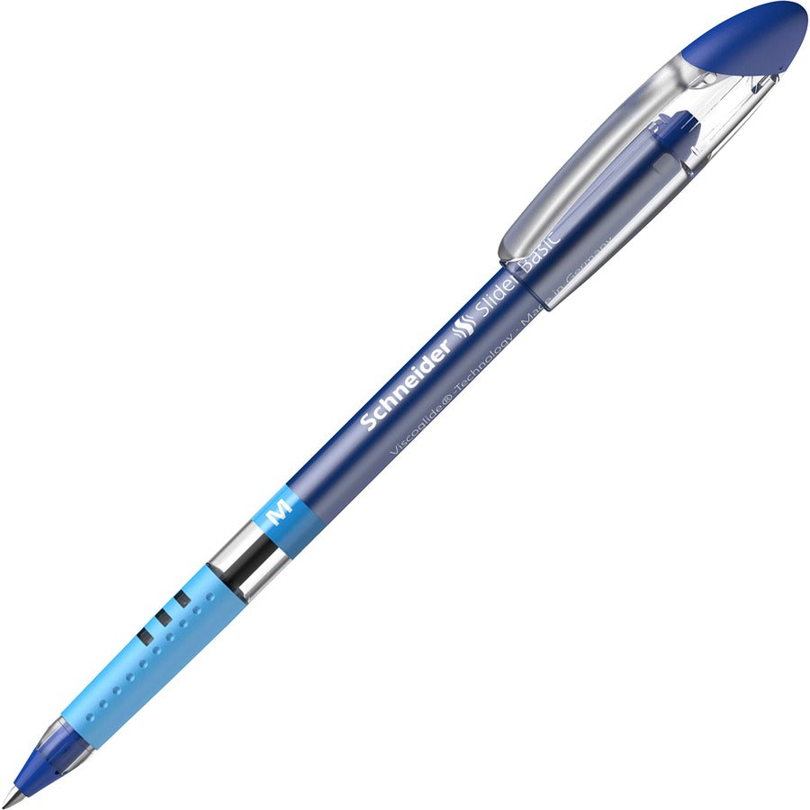 1 mm Medium Pen Point - Blue Ink - Transparent Rubberized, Blue Barrel - Stainless Steel Tip - 10 / Pack