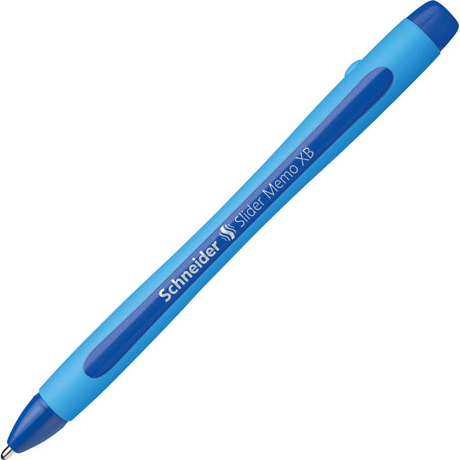 Schneider Slider Memo XB Ballpoint Pen - 1.4 mm Extra Broad Pen Point - Blue Ink - Blue Rubberized, Light Blue Barrel - Stainless Steel Tip - 10 / Pack