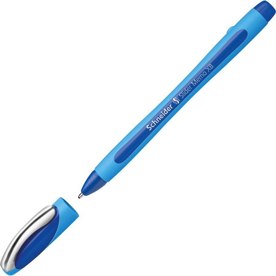 Schneider Slider Memo XB Ballpoint Pen - 1.4 mm Extra Broad Pen Point - Blue Ink - Blue Rubberized, Light Blue Barrel - Stainless Steel Tip - 10 / Pack