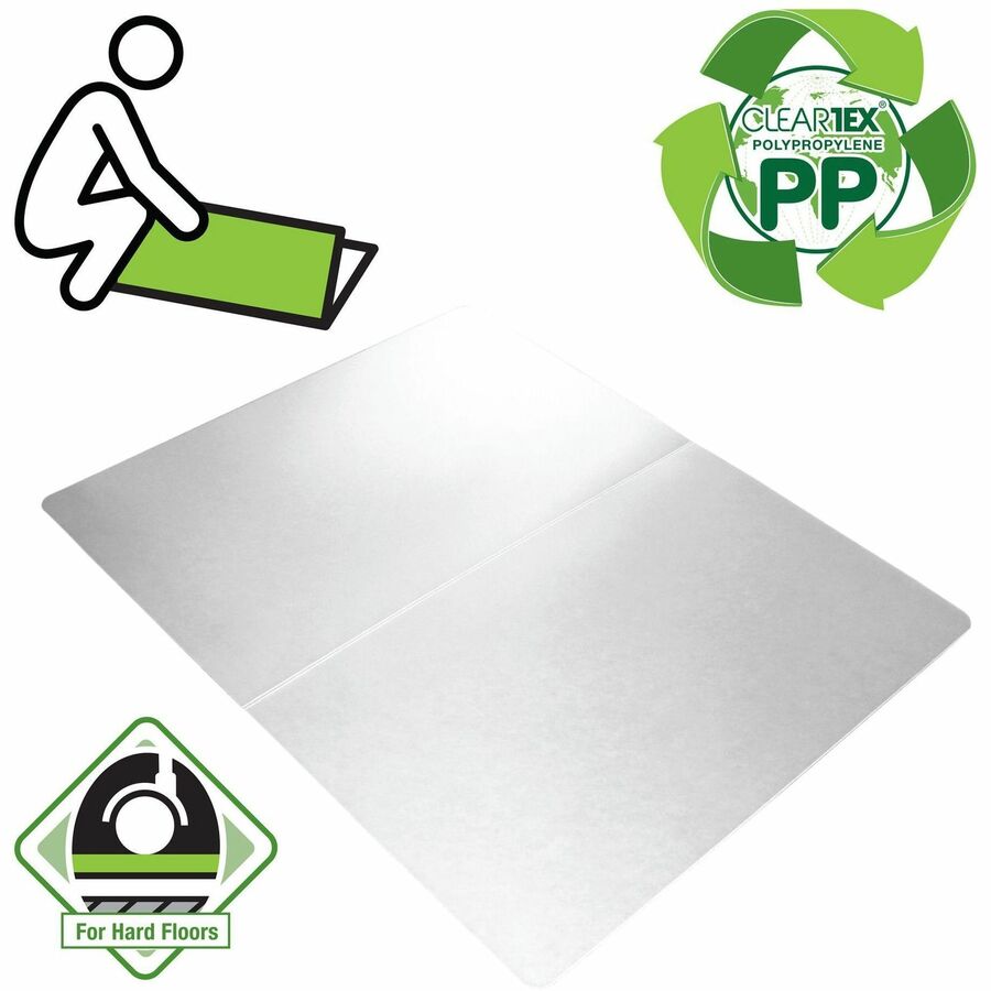 Floortex Polypropylene Rectangular Anti-Slip Foldable Chair Mat for Hard Floors- 35" x 46