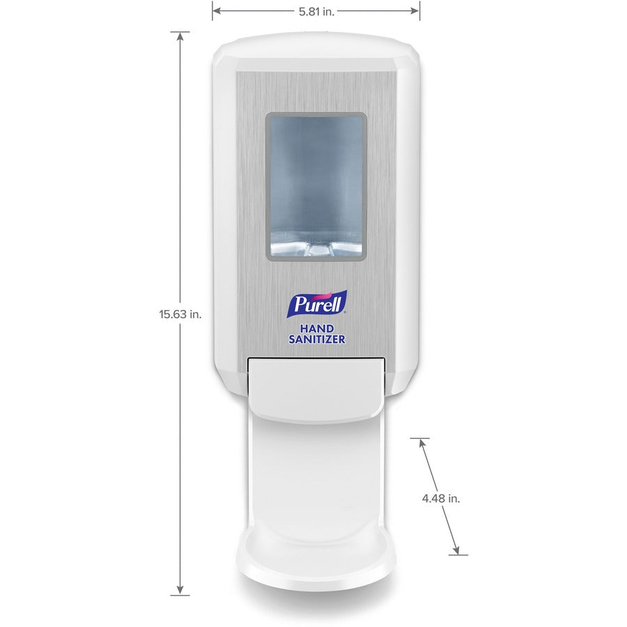 PURELL&reg; CS4 Hand Sanitizer Dispenser - Manual - 1.27 quart Capacity - Wall Mountable, Durable, Refillable, Site Window, Locking Mechanism - White - 1 Carton