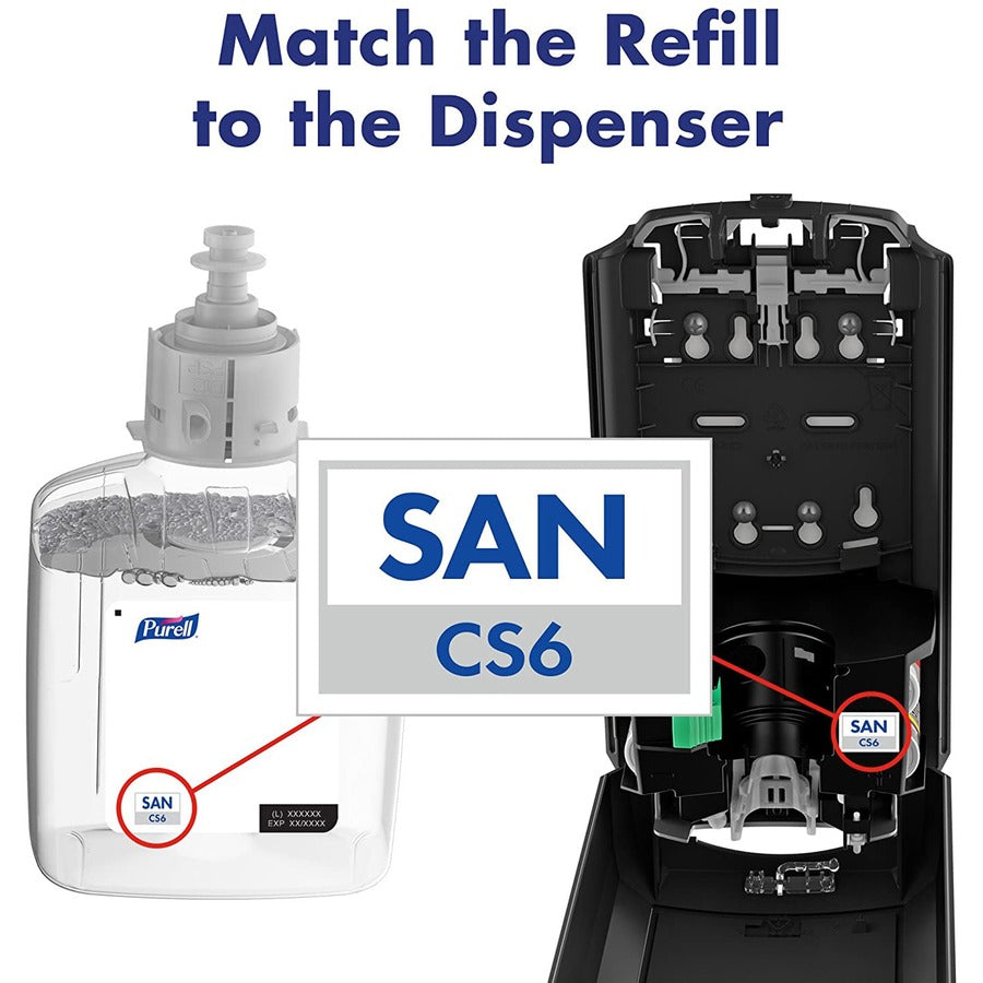 PURELL&reg; CS6 Hand Sanitizer Dispenser - Automatic - 1.27 quart Capacity - Support 4 x C Battery - Wall Mountable, Refillable, Site Window, Locking Mechanism, Touch-free - Graphite - 1 Carton