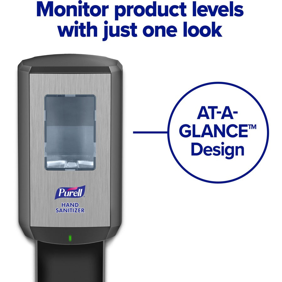 PURELL&reg; CS6 Hand Sanitizer Dispenser - Automatic - 1.27 quart Capacity - Support 4 x C Battery - Wall Mountable, Refillable, Site Window, Locking Mechanism, Touch-free - Graphite - 1 Carton
