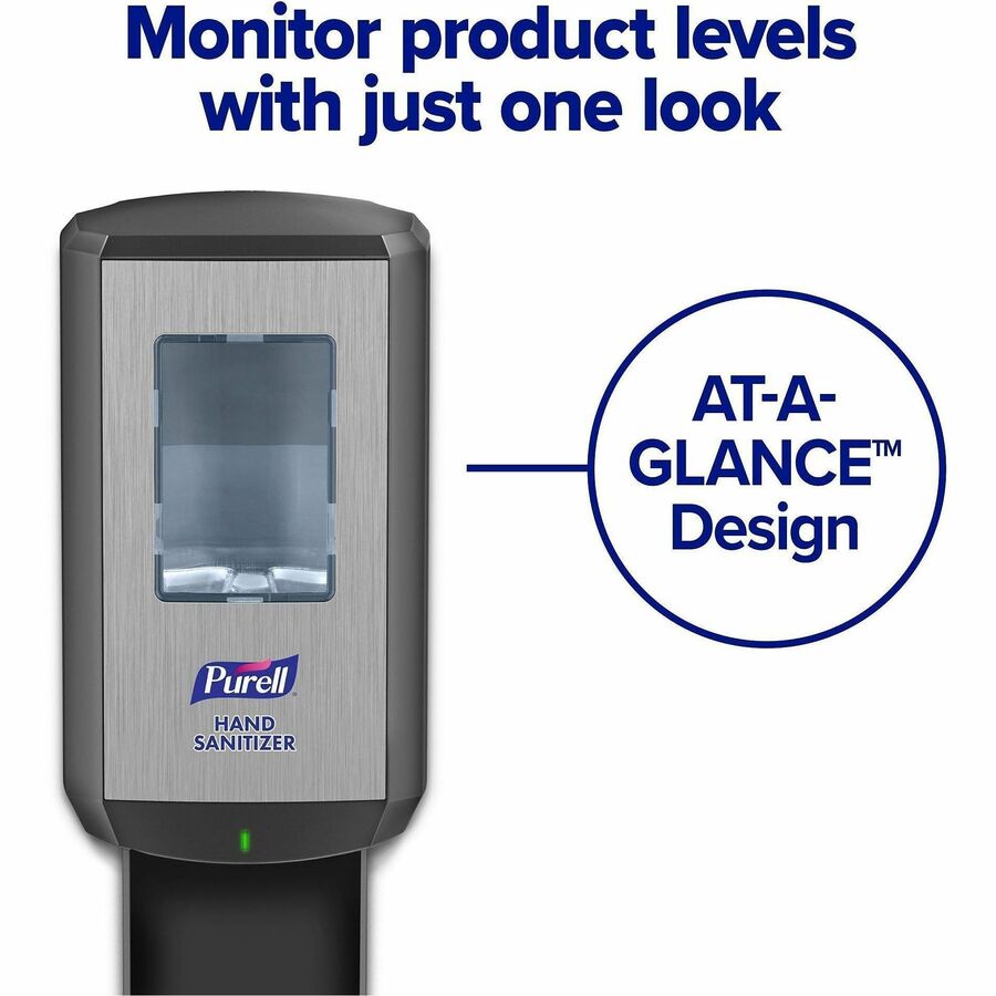 PURELL&reg; CS6 Hand Sanitizer Dispenser - Automatic - 1.27 quart Capacity - Support 4 x C Battery - Wall Mountable, Refillable, Site Window, Locking Mechanism, Touch-free - Graphite - 1 Carton