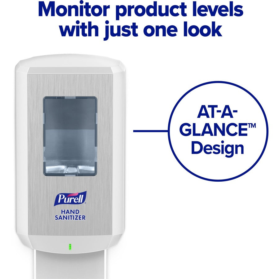 PURELL&reg; CS6 Hand Sanitizer Dispenser - Automatic - 1.27 quart Capacity - Support 4 x C Battery - Wall Mountable, Refillable, Site Window, Locking Mechanism, Touch-free - White - 1 Carton