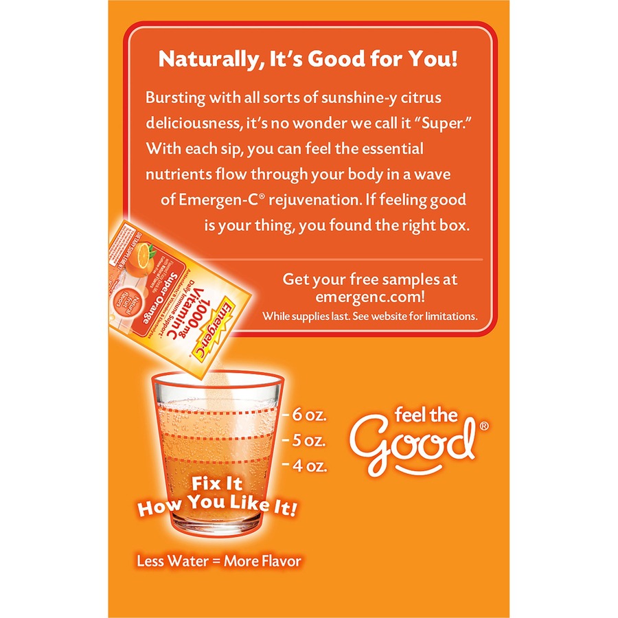 Emergen-C Super Orange Vitamin C Drink Mix - For Immune Support - Super Orange - 30/Box - 1 Each