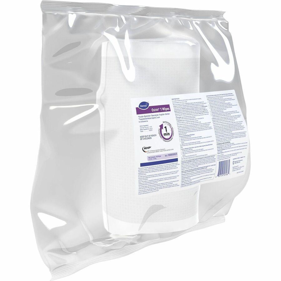 Diversey Oxivir One-Step Ready-to-Use Hospital Disinfectant Cleaner Wipes, Cherry Almond Scent, Colorless, 160 Wipes per Pack