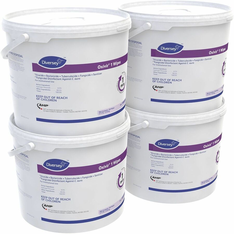 Diversey Oxivir One-Step Ready-to-Use Hospital Disinfectant Cleaner Wipes, Cherry Almond Scent, Colorless, 160 Wipes per Pack