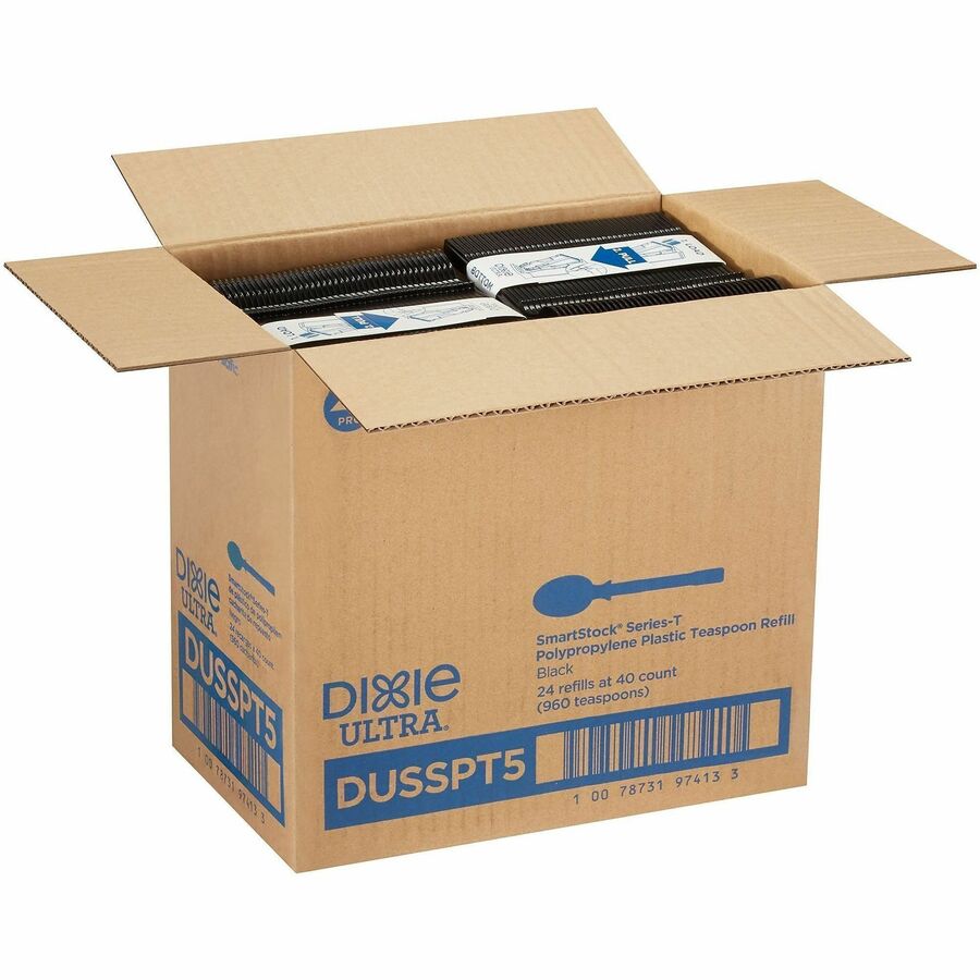 Teaspoon - 40 x Teaspoon - Disposable - Black - 24 / Box