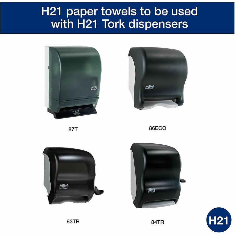 TORK Hand Towel Roll White H21 - 1 Ply - 7.80" Roll Diameter - 1 15/16" Core - White - Fiber - 6 / Carton